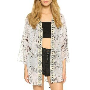 Haute Hippie Tunic Top Topper Kimono Cover-up Size Medium Snakeskin Silk Beach
